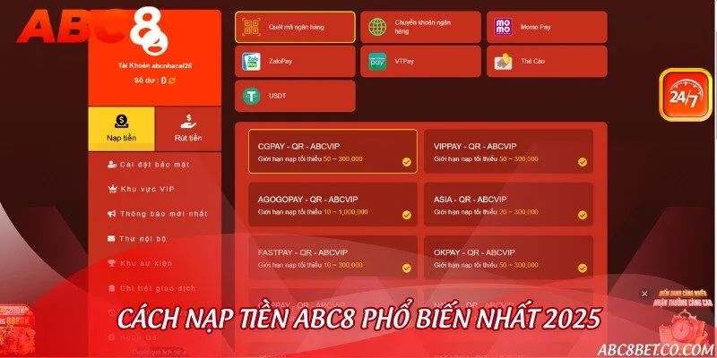 Nạp tiền tài khoản siêu dễ dàng với đa dạng phương thức
