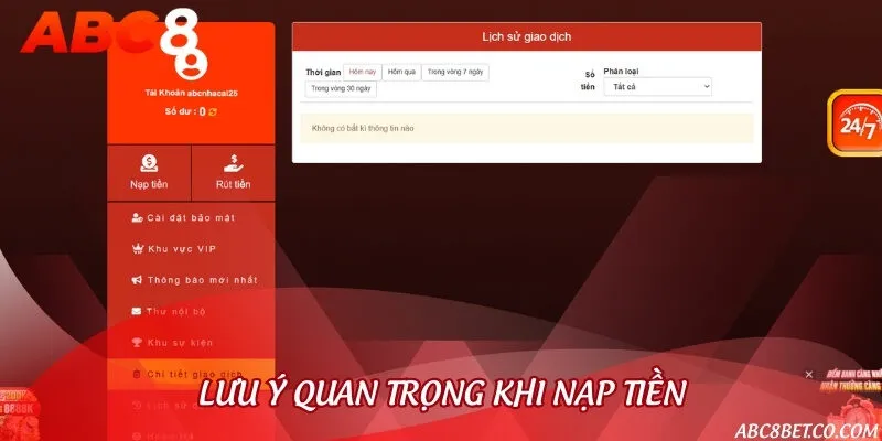 Những lưu ý khi sử dụng ví nạp tiền vào sân chơi