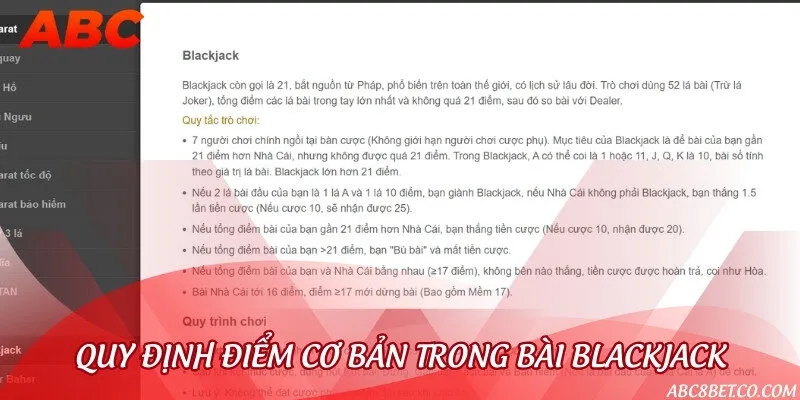 Quy tắc tính điểm cụ thể trong bài Blackjack