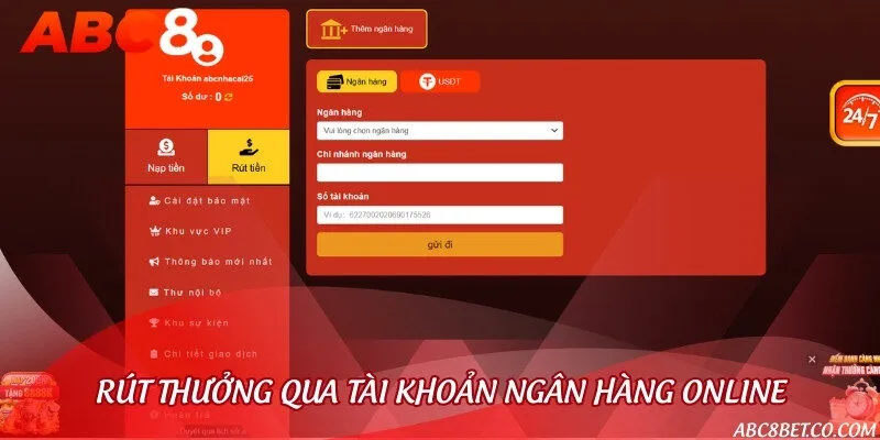 Các bước rút thưởng từ tài khoản cược về tài khoản ngân hàng trực tuyến